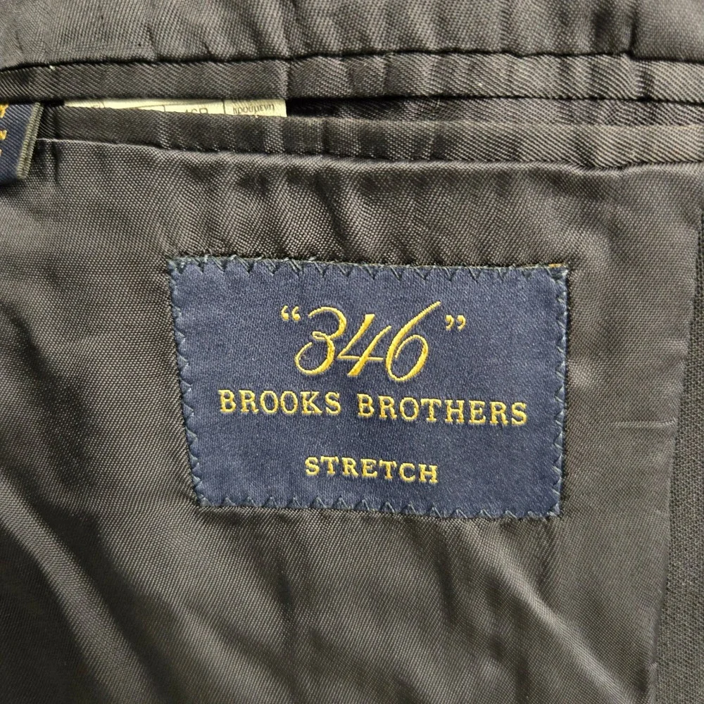 Brooks Brothers 346 Stretch Wool Blazer Jacket Men 46R Modern Business Navy Blue